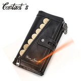 Genuine Leather Long Wallet for Men Women Money Bag Purse Zipper Hasp Design Fashion Clutch Wallets Card Holder Phone Pocket