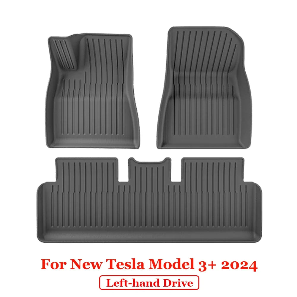 For 2024 New Tesla Model 3 Highland Floor Mats TPE All Weather Front Rear Cargo Liner Mat, Waterproof Anti-Slip Mats Accessories