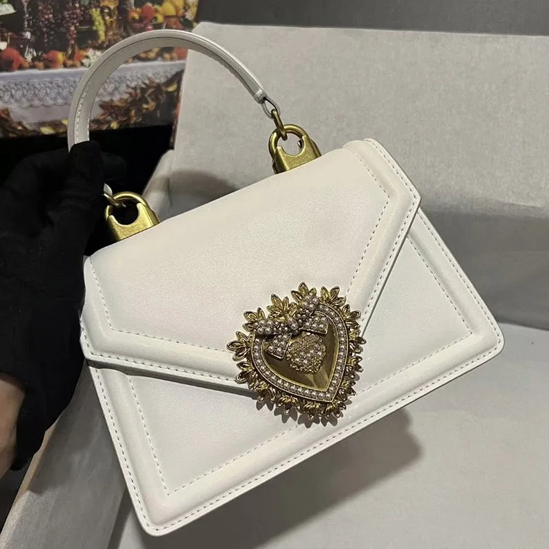 Ladies Shoulder Bag With Metal Magnetic Buckle Fashion Chain Luxury Designer Handbag Solid Color Genuine Leather Women Bag