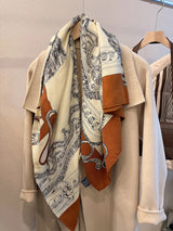 Luxury high-end scarves for women's autumn and winter silk and wool, large square scarves for warmth and shawl dual-purpose