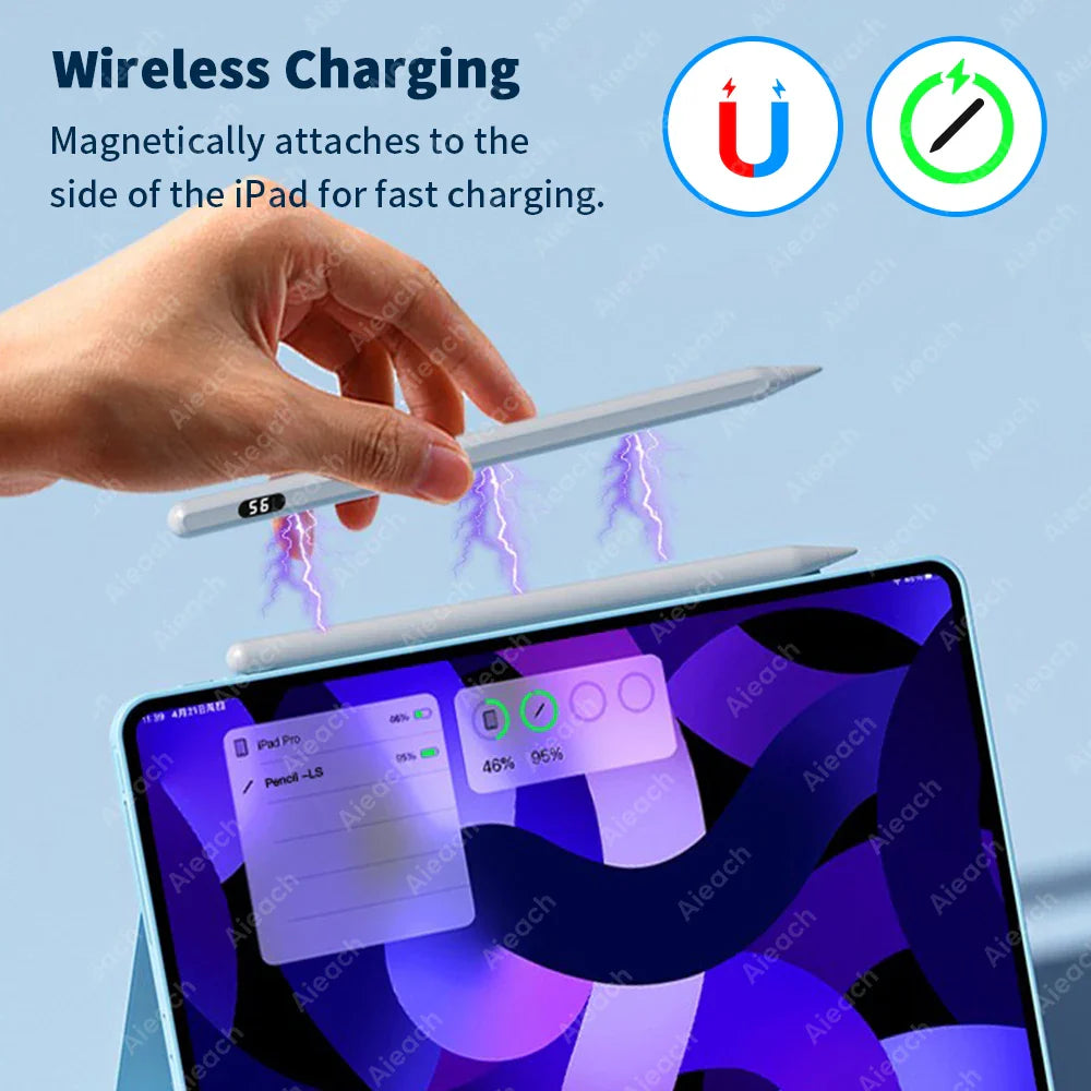 For Apple Pencil 2 1 iPad Pen Support Magnetic Charging, Digital Power Display Bluetooth Stylus Pen for iPad Pro 11 12.9 Air 4 5