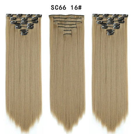 Set Hair Clip In Hair Extensions With Clips Hairpieces Synthetic Extension False/Fake Hair Blonde Eunice Hair Long Hair Pieces