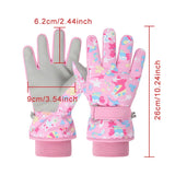 Children Winter Ski Gloves Waterproof Thicken Mittens Snow Snowboard Kids Glove for Boys Girls Keep Finger Warmer 4-6 Years Old