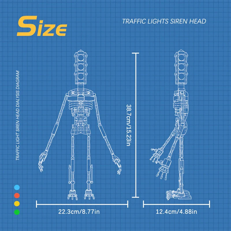 MOC Siren Robot Adventure SCP Monster Building Blocks traffic light  head Combat Robot Bricks Horror Urban Legend Model BoyGifts