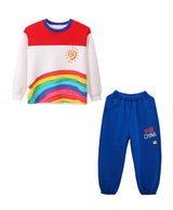 Kids Hip Hop Rainbow Striped Top Street Dance Skirts Boys Sweatshirt Joggers Pants Jazz Clothes Sets Children Girls Streetwear