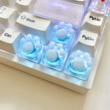 Cat Paw Clear Resin Keycap Mechanical Keyboard Computer Camer Backlit RGB Tiffany Transparent DIY Cherry Key cap Custom ESC WASD