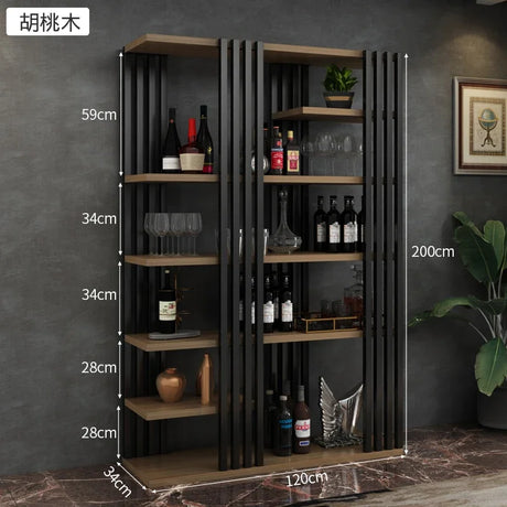 European Iron Bar Wine Cabinets Retro Display Cabinet Industrial Wind Bar Furniture Home Wine Rack Living Room Storage Display