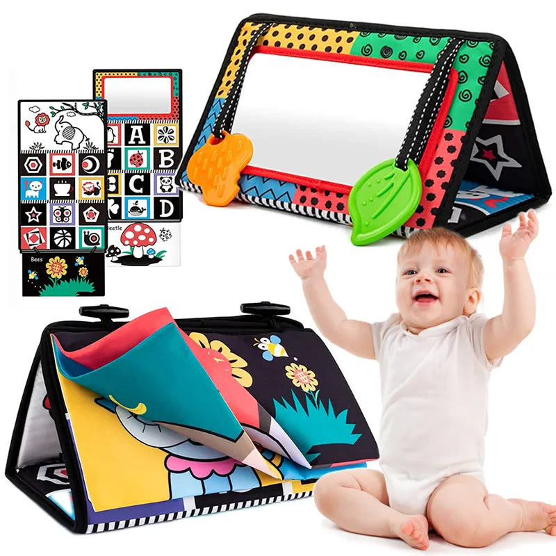 Black And White Baby Floor Mirror Tummy Time Sensory Baby Toys 6 12 months Toys For Babies Montessori Development Crawl Toys