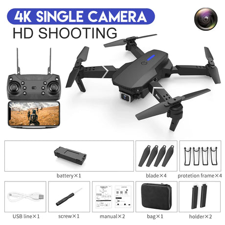 New Orange E525 E88 Pro Mini Drone 4K Professional HD 1080P Camera Height Hold RC Foldable Quadcopter Dron Gifts Toys Boys