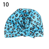 Waterproof Leopard Print Cap Elastic Bow Nightcap Women Satin Hair Bonnet Silk Sleeping Cap Bathroom Shower Accessories Supplies