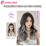 FORLISEE Synthetic Long Curly Hair Gradient Paris Painted Wig Patches With Increased Hair Volume And Fluffy Hair Extensions