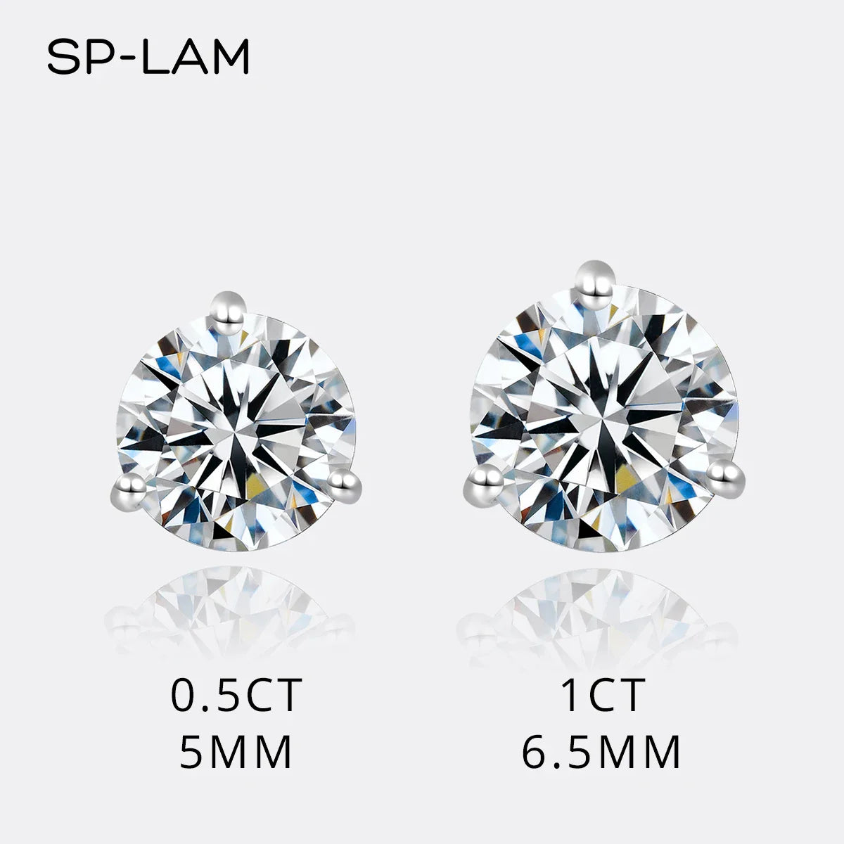 SP-LAM Moissanite Stud Earrings Women Sterling Silver 925 Classic Style Korean Fashion Small Earring Pendientes Cерьги Gift