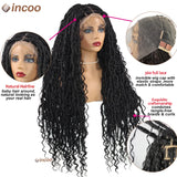 32 Inch Boho Full Lace Front Wig Knotless Box Braided Wig With Baby Hair Natural Looking Synthetic Twisted Braided Wig For Women