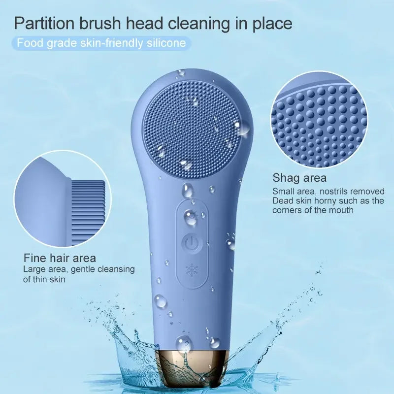 Home use silicone facial cleansing brush with hot and cold compress waterproof deep pore clean anti-aging face beauty device