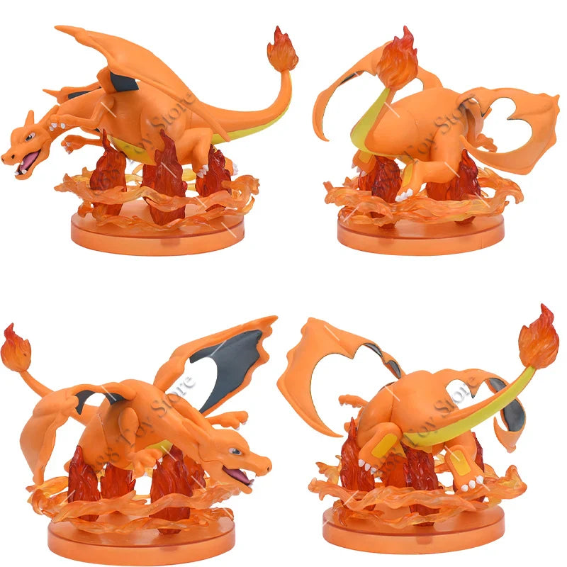 Anime Pokemon Figure Charizard Squirtle Bulbasaur Vulpix Scenes Special Effects Version Figurine Toys PVC Model Collection Dolls