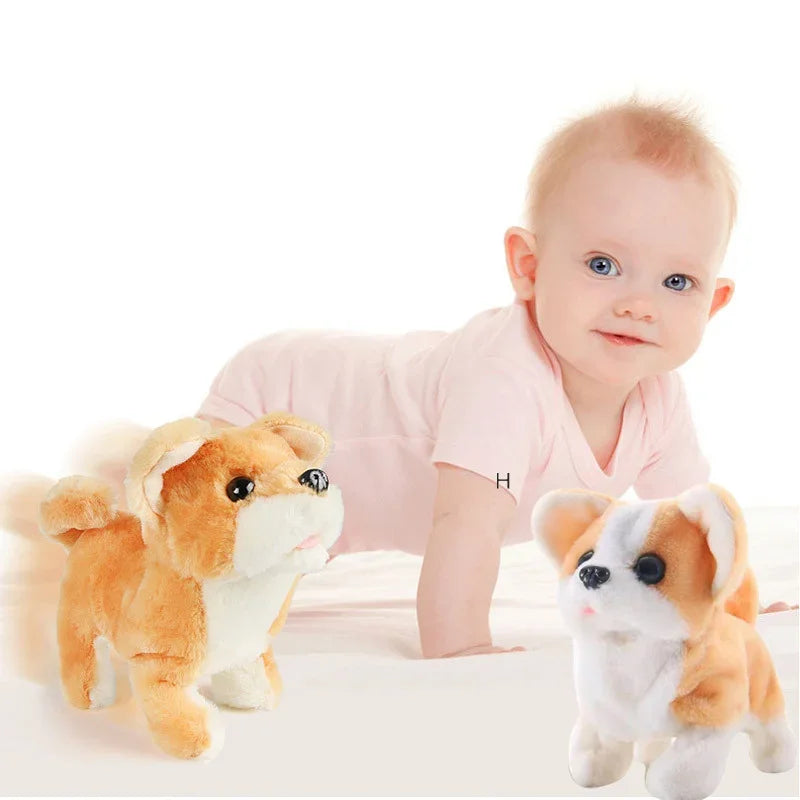 18CM Electric Simulation Puppy Plush Toys Interactive Cute Dog Robot Funny Wagging Shaking Toy for Kids Birthday  Xmas Gift