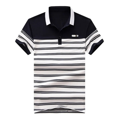 2023 New Summer Men Classic Striped Polo Mens Cotton Short-Sleeved Embroidered Business Casual Hot Polo Shirt Male Dropshipping