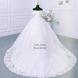 Y&M Novias Off Shoulder Plus Size Vestido De Noiva 2024 Wedding Dress Long Train or Floor Appliqes Pearls Bridal Tulle Mariage