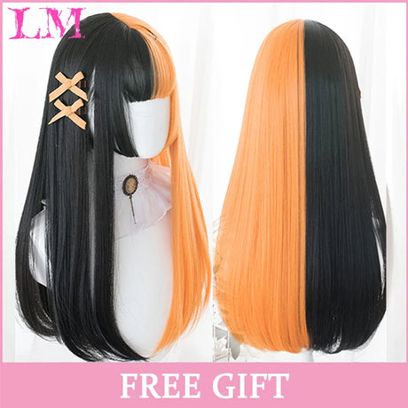 LM Dark Brown Wig Long Wave Wigs for Women Synthetic Hair Wig With Bangs Heat Resistant Party Daily Natural Use