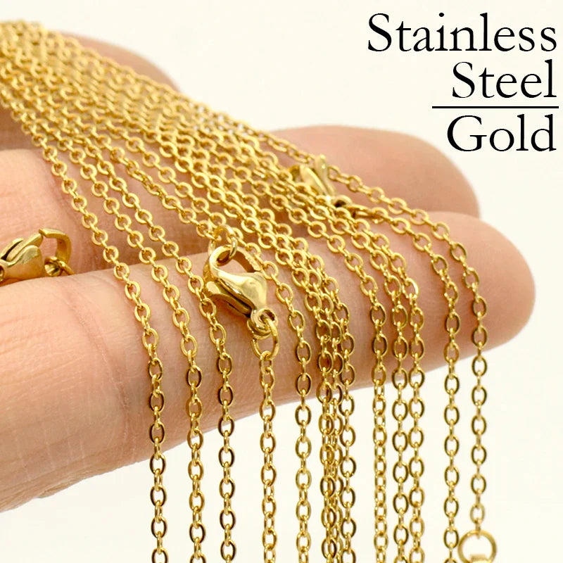 100 Pieces Stainless Steel Necklace for Women Men Wholesale Tarnish Free Gold Color Stainless Steel Chains for Jewelry Making