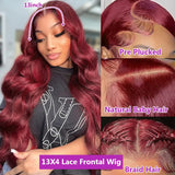 250% Body Wave Burgundy 13x4 Hd Lace Frontal Human Hair Wig For Women 7x5 Ready to Wear Glueless 99J Lace Front Brazilian Wig