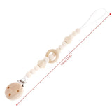 Safety Wooden Baby Infant Toddler Pacifier Silicone Soother Nipple Clip Chain Holder Strap Baby Chew Toy for Baby