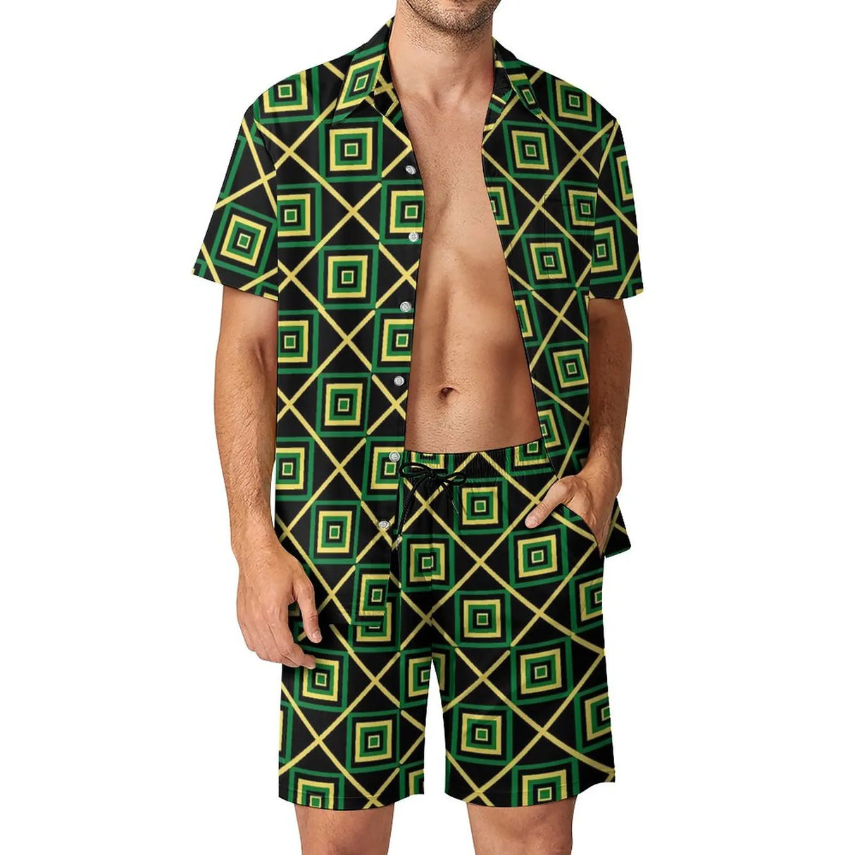 Jamaican Flag Men Sets Jamaica Cushion Aesthetic Casual Shirt Set Short-Sleeve Design Shorts Summer Vacation Suit Plus Size 3XL