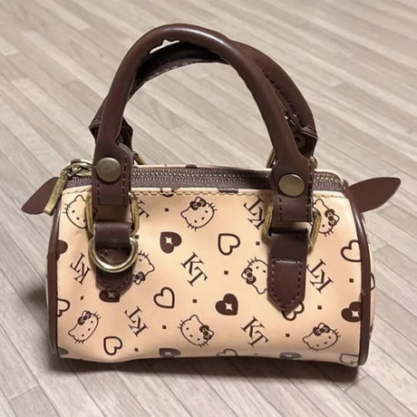 Sanrio Hello Kitty Bag New Vintage Brown Women's Bag Cartoon Printed Luxury Handbag Pillow Bag Korean Versatile Fashion Y2k 2023