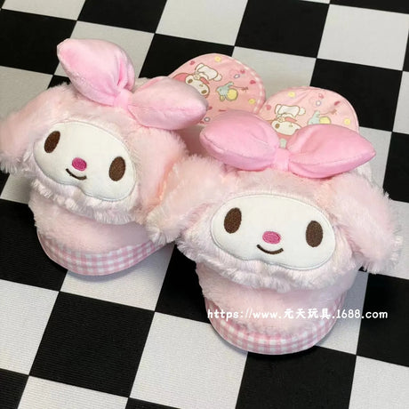 Sanrio HelloKitty Melody Kuromi Kawaii Plush Toys Slipper Home Dormitory Slippers Anime Accessories Christmas Gifts