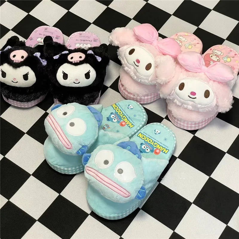 Sanrio HelloKitty Melody Kuromi Kawaii Plush Toys Slipper Home Dormitory Slippers Anime Accessories Christmas Gifts