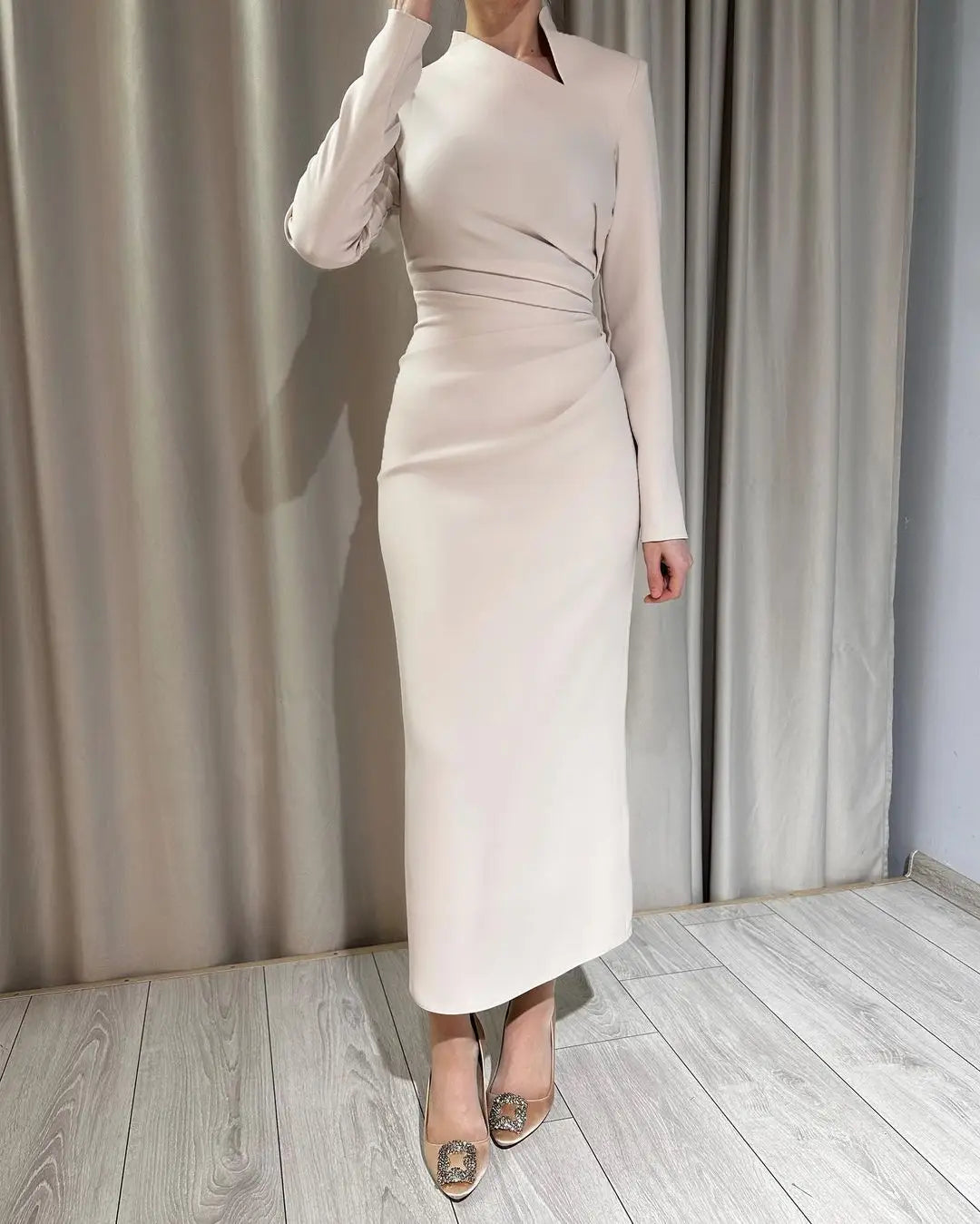 Saudi Arabia Evening Dresses فساتين سهرة Women's Prom Dresses Long Sleeves High Neck Ankle Length Formal Occasion Party Dresses