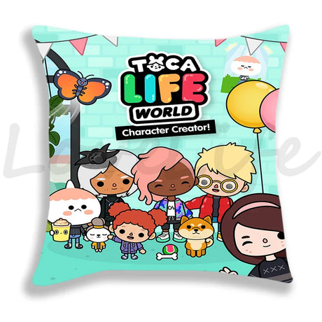 Cute Cartoon Toca Life World Pillow Case Home Decorative Pillowcases Bedroom/Sofa Cushion Covers 45*45cm Kids Anime Pillow Cover