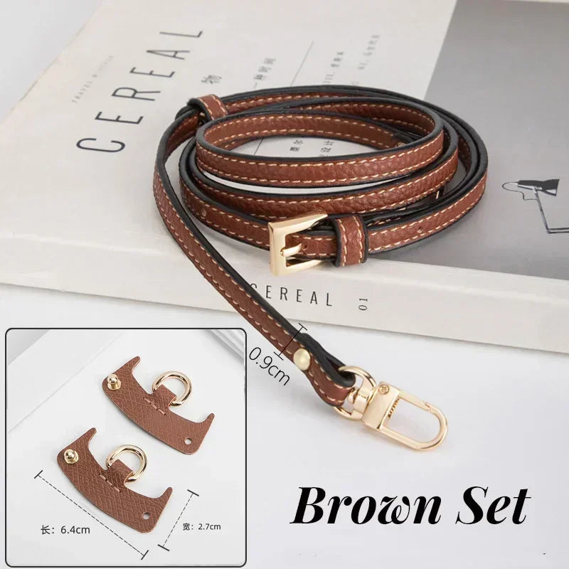 3Pcs Bag Transformation Accessories for Longchamp Mini Bag Straps Punch-free Genuine Leather Shoulder Strap Crossbody Conversion