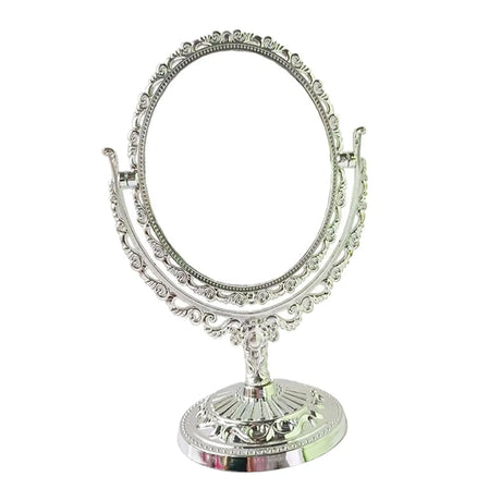 Tabletop Makeup Mirror Elegant Decorative 360 Degree Rotation Desktop Stand Mirror for Vanity Bedroom Bath Hotel Dressing Room