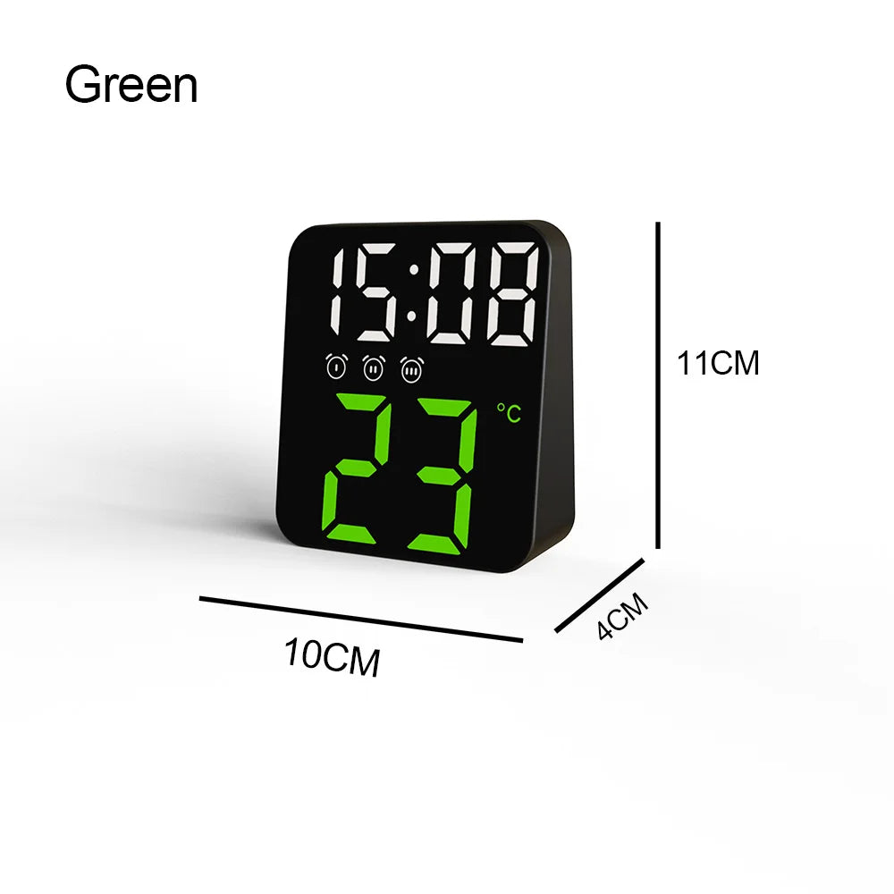 Digital Alarm Clock for Bedrooms with Temperature Adjustable Brightness Voice Control three Alarm Wall Clock 12/24H