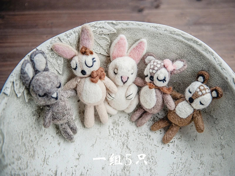 Newborn Photography Props for Baby Cute Animals Handmade Wool Doll Fotografia Accessory Studio Shooting Photo Props Accessories