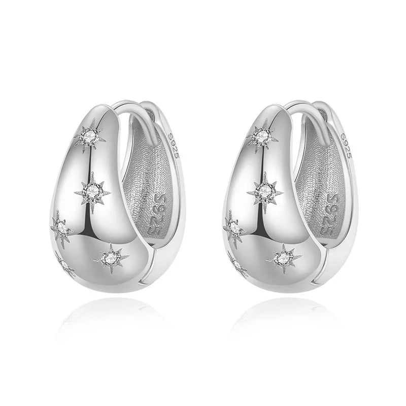 TrustDavis Real 925 Sterling Silver 2022 Fashion Water Drop CZ Hoop Earrings For Women Wedding  Birthday Jewelry Gift DG0041