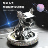 Car Ornament Metal Shake Head French Bulldog Diamond Fragrance Purified The Car Inside Air Condition Accessories Interior Woman