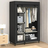 Canvas Wardrobe Portable Closet Wardrobe Clothes Storage with 6 Shelves and Hanging Rail,Non-Woven Fabric