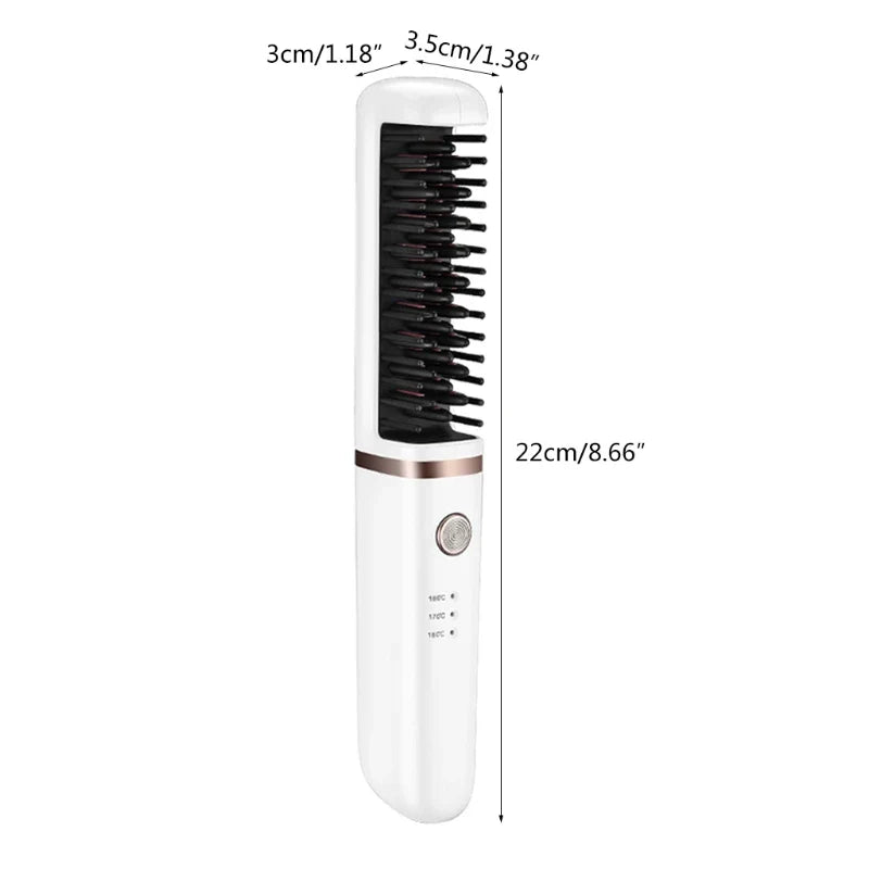 Cordless Hair Hot Air Brush Comb Salon Negative Ionic Straightener & Curler