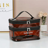 Women's double layer large capacity portable toiletry bag Waterproof cosmetics bag travel storage bag