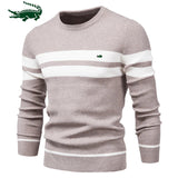 2023 High Quality New Mens Boys Winter Stripe Sweater Thick Warm Pullovers Men's O-neck Basic Casual Slim Comfortable Sweaters