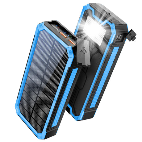 30000mAh Larger Capacity Solar Power Bank Waterproof PD 20W USB C LED Flashlight 10W Wirelss Charger For Smart Mobile Phone