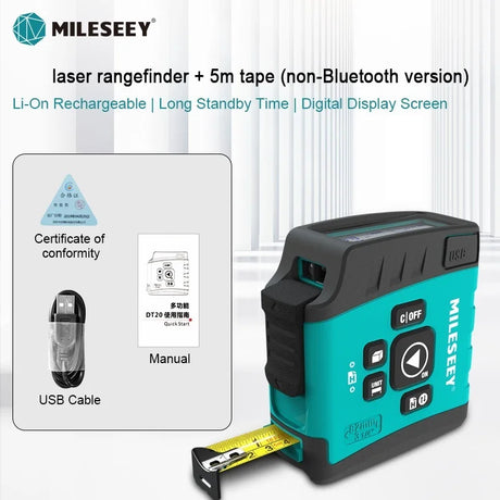 Mileseey DT11 Laser Tape Measure,40M 2-In-1 Digital Laser Meter ,Laser Rangefinder Building Tools Measure Device Ruler