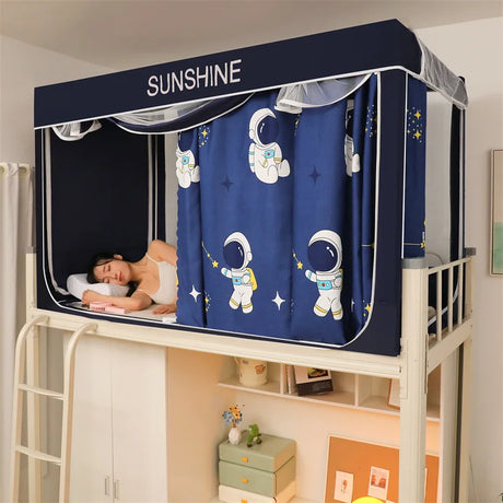 Student Dormitory Blackout Bed Curtain Mosquito Net with Frame Bed Curtains Anti-Mosquito Canopy Bed Tent for Three Doors