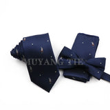 Classic Men's Tie Three-piece Set Polyester Fashion Formal Suit Tie Bowtie Handchief Three-piece Set Wedding Party Accessories