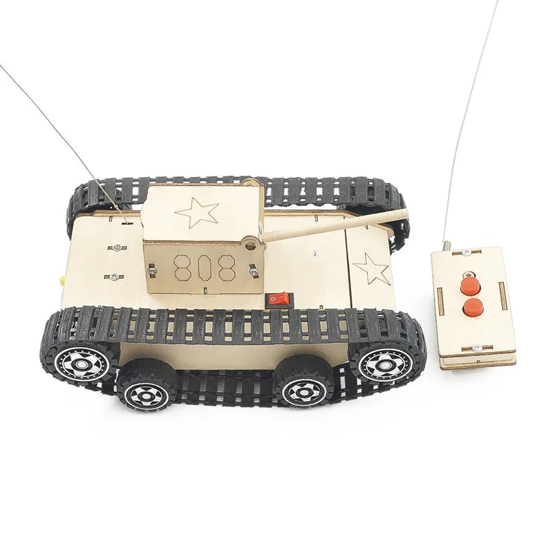 Remote Control Stem Educational Toy Tank Model Technology Experimental Science Wooden Steam DIY Assemble Puzzle Teaching Aids