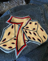 JNCO Jeans Men Y2K Harajuku Hip Hop 7 Graphic Embroidery Baggy Denim Pants Streetwear Casual High Waist Wide Leg Trousers New