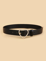 Women's New All Seasons Hot Heart-Shaped Diamond Buckle Head Belt Fashion Match Any Clothing Belt