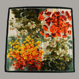 BYSIFA| Fall Winter Elegant Floral Design Scarves Shawls New Green Orange Square Silk Scarf 90*90cm Women Neck Head Scarf Hijab